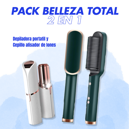 Kit Belleza Total Depiladora Portatil + Cepillo Alisador de Iones